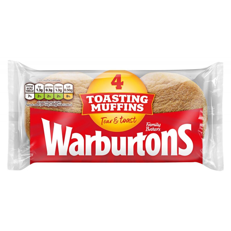 Warburtons - 4 Toasting Muffins 284 g 
