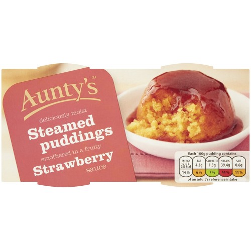 Aunty’s - Strawberry Steamed Puds 2 x 95 g 